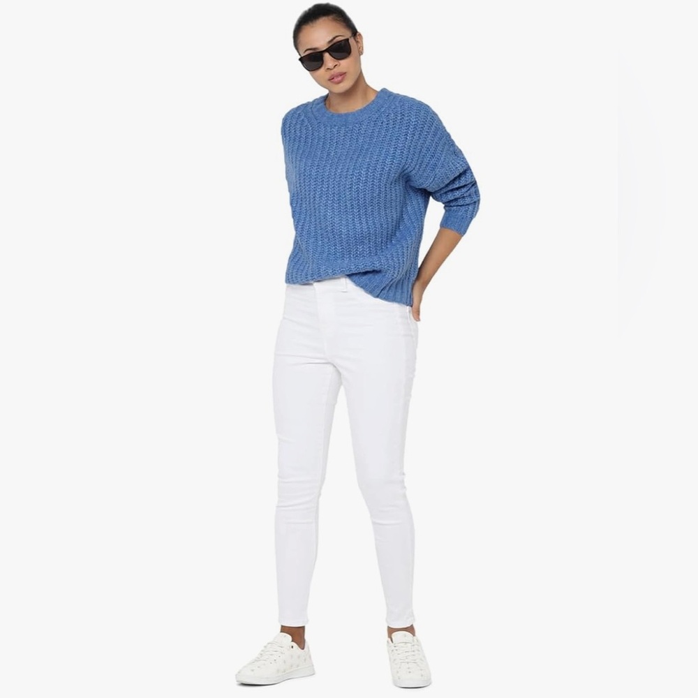 NWT American Eagle Outfitters Blue Loose-knit Baggy Cropped Sweater, Size M
